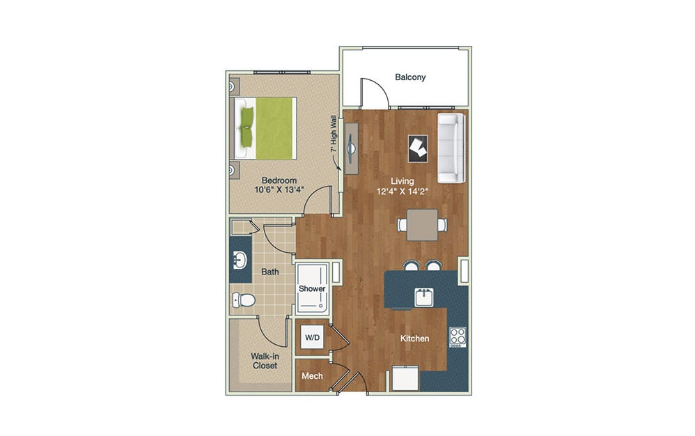 A1 | 1 Bed, 1 Bath, 755 sq. ft. Apartment at Palladian Place