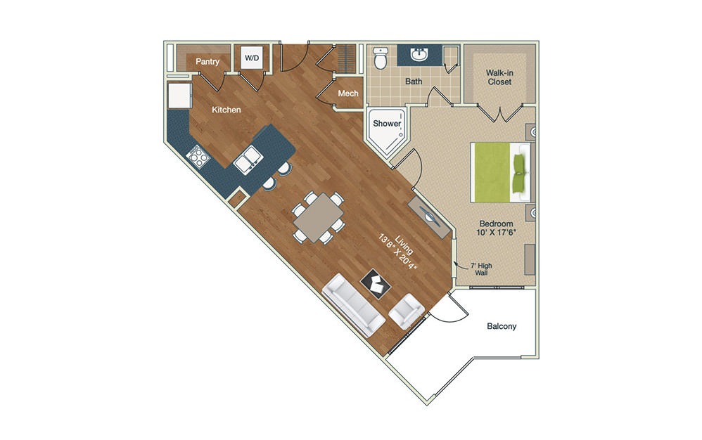 A3 | 1 Bed, 1 Bath, 934 sq. ft. Apartment at Palladian Place