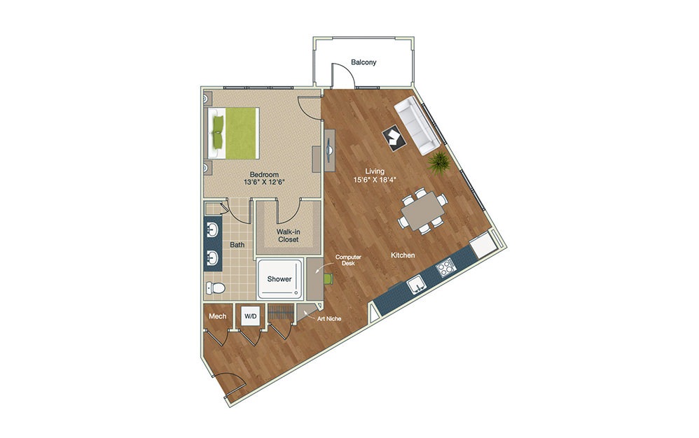 A5 | 1 Bed, 1 Bath, 957 sq. ft. Apartment at Palladian Place