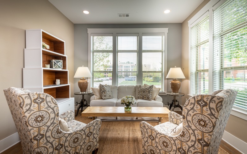 Living area at Palladian Place Apartments