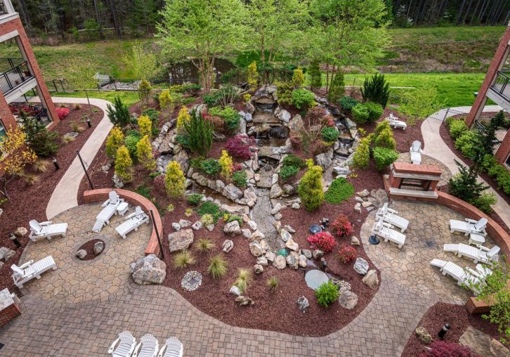 Apartments at Palladian Place in Durham, NC with beautiful sprawling garden space and grass